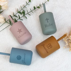 Silicone Baby Cup with Name, Custom Silicone Baby Cup, Engraved Silicone Cup, Straight Silicone Cup, Baby Training Cup,Baby Shower Gift