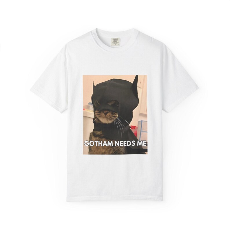 Funny superhero cat t-shirt, Gotham parody meme apparel for pet parents