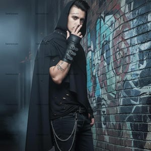 Wasteland Punk Poncho Waterproof Cloak, Cyberpunk Techwear Cape, Knitted Men's Jacket