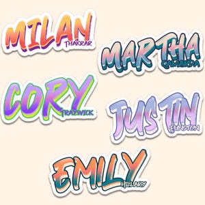 Personalized Stickers, Colorful Street Style Name Sticker, Water Bottle Sticker, Vinyl Laptop Labels, Personalized Gifts