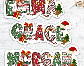 Weihnachtsaufkleber, Weihnachtsnamenaufkleber, Weihnachten Vinyl-Laptopaufkleber, Benutzerdefinierte Weihnachtsgeschenkaufkleber, personalisierte Namenaufkleber