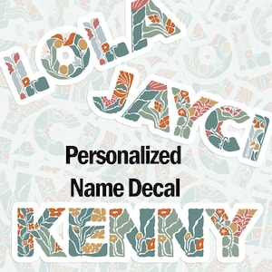 Personalized Name Decals, Custom Name Stickers | Boho Floral Pattern Water bottle sticker | Name Labels | Personalized Gifts