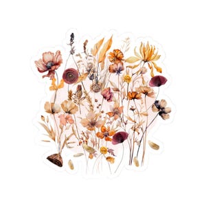 Dried Flowers Sticker, Pressed Wildflowers Stickers, Wild Flower Bouquet Stickers, Hippie Boho Floral Stickers, Meadow Flower Stickers