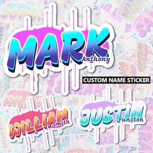 Personalized Stickers, Street Style Name Sticker, Full Name Labels, Vinyl Laptop Labels | Personalized Gifts