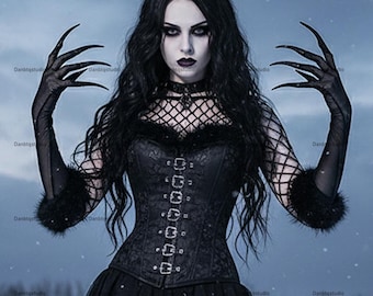 Fluffy Goth Gloves With Nails, Rave Costume, Drag Queen, Party Accessories, Halloween