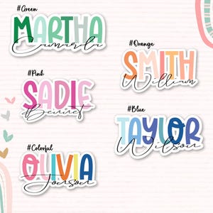 Custom Name Sticker, Personalized Colorful Vinyl Laptop Sticker, Personalized Teacher Gifts, Stickers For Water Bottle