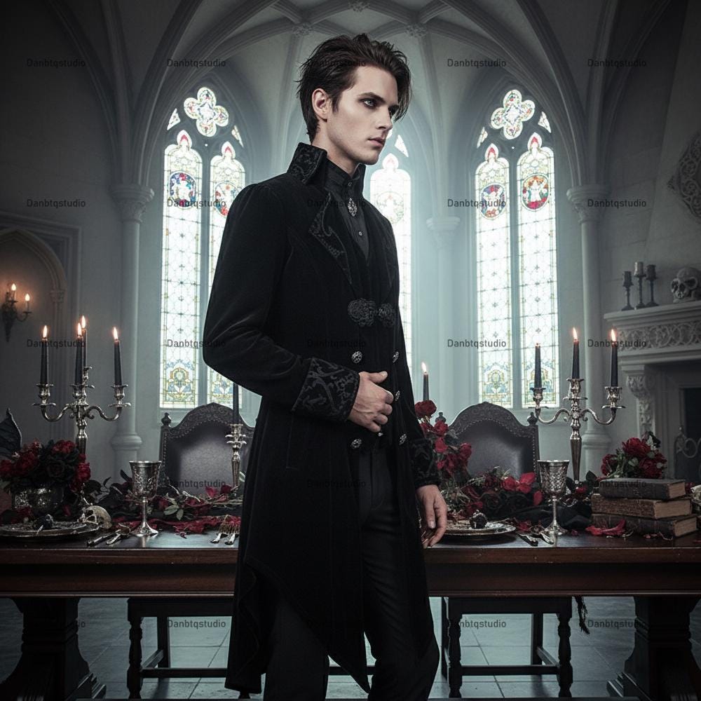 Vampire Gothic Swallow Tail Jacket, Gothic Victorian Vest