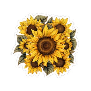 Sunflower Watercolor Sticker | Vinyl Sticker, Laptop, Phone case, Notebook, Kindle