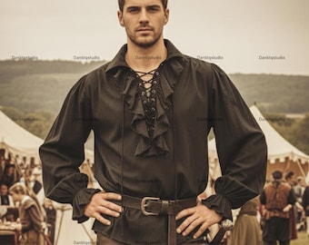 Medieval Viking LARP Cosplay Shirt, Viking Renaissance Tunic Top, Celtic Fair Outfit