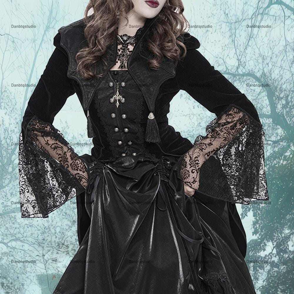 New Gothic Retro Bat Collar Jacket, Vampire Coat, Victoria Coat, Goth ...