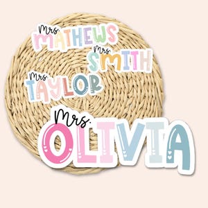 Personalized Teacher Name Sticker, Colorful Vinyl Laptop Sticker, Personalized Teacher Gifts, Stickers For Water Bottle