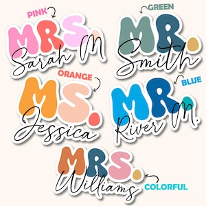 Personalized Teacher Name Stickers | Colorful Water bottle sticker | Laptop Name Labels | Personalized Teacher Gifts