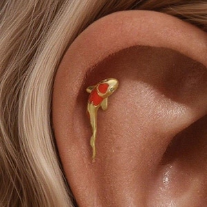 Orecchini A Perno In Oro 9kt Con Porcellino – Gialli, A Farfalla, 0,7x0,6 Cm, Simpatici E Brillanti