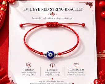 Red Evil Eye Bracelet – Adjustable Lucky Protection Charm, Minimalist String Jewelry