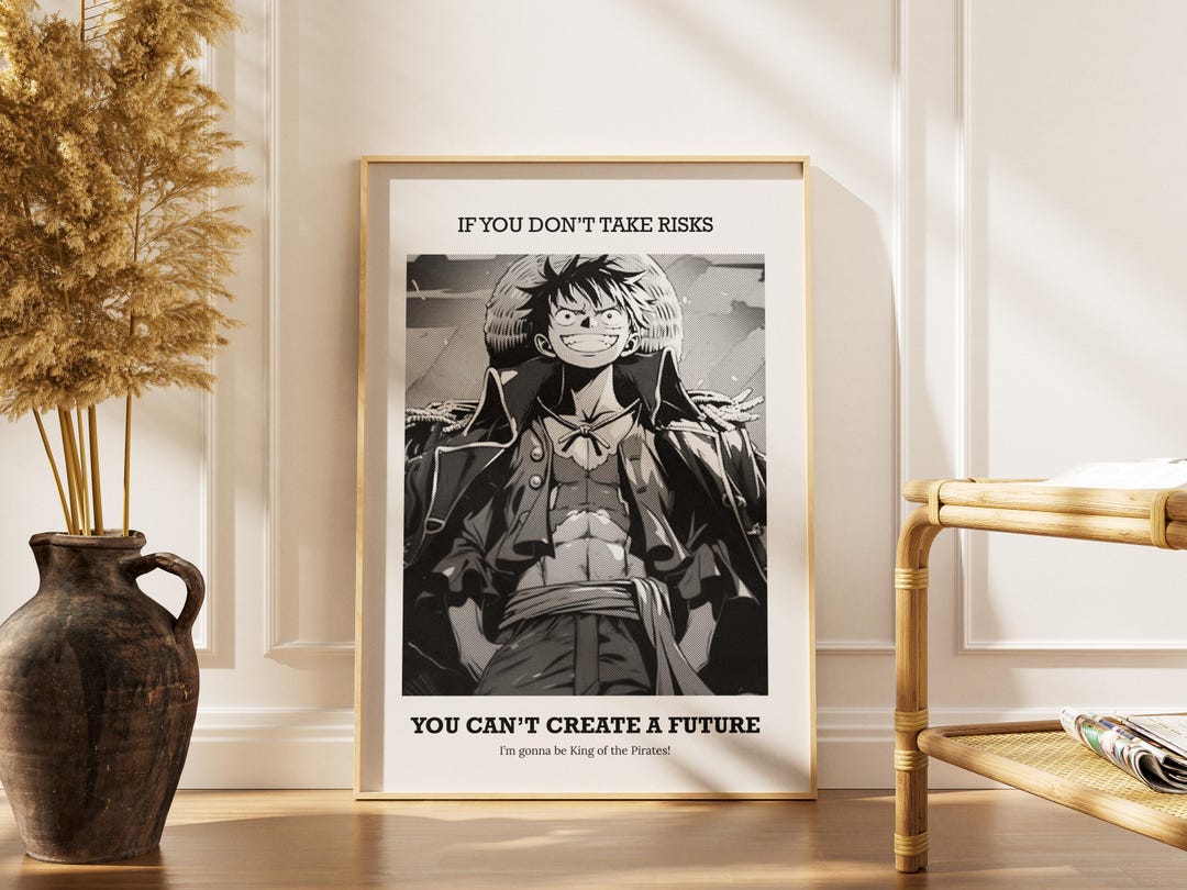 One Piece Motivational Wall Art, Anime Quote Digital Print, Luffy ...