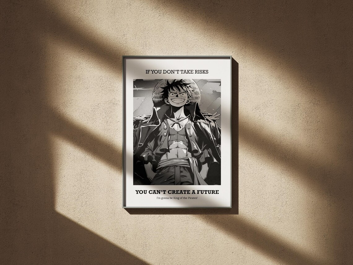 One Piece Motivational Wall Art, Anime Quote Digital Print, Luffy ...