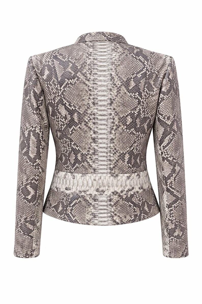 Women's Real Python Leather Jacket, Exotic Snakeskin Biker Style image 4
