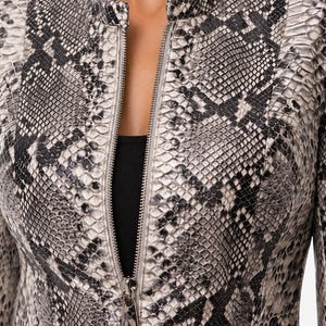 Women's Real Python Leather Jacket, Exotic Snakeskin Biker Style image 8
