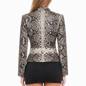 Women's Real Python Leather Jacket, Exotic Snakeskin Biker Style image 2