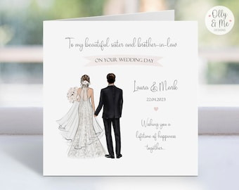 Personalised Sister & Brother-in-Law Wedding Day Card | Congratulations Keepsake | Mr and Mrs Just Married Card