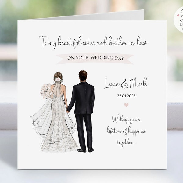 Personalised Sister & Brother-in-Law Wedding Day Card | Congratulations Keepsake | Mr and Mrs Just Married Card