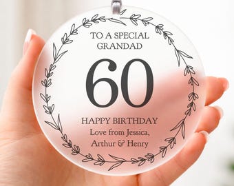 Personalised Grandad/Grandpa/Granda/Pops Birthday Plaque/Sign ANY AGE | 50th 60th 70th Grandparent Gift/Keepsake/Present | Ornament