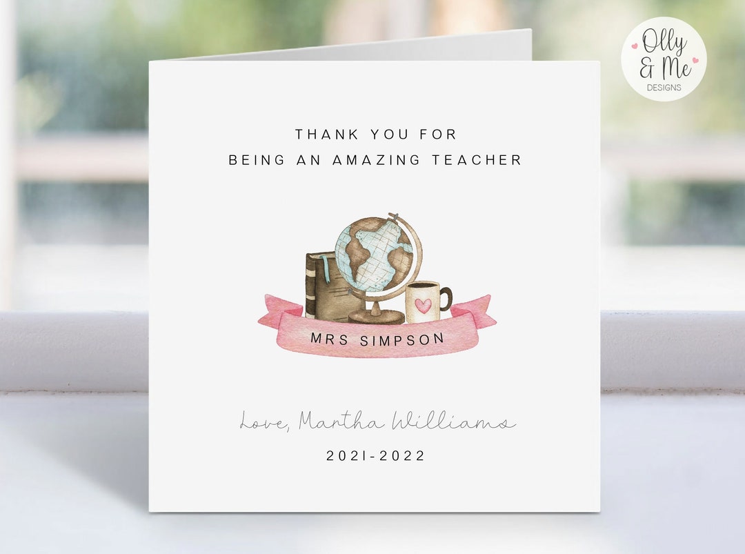 Personalised Teacher Thank You Card | End of Term/leaving Gift | Best ...