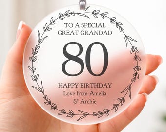 Personalised Great Grandad/Grandpa Birthday Plaque/Sign ANY AGE | 70th 80th 90th Grandparent Gift/Keepsake/Present | Hanging Ornament