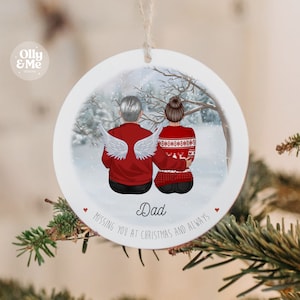 Personalised Dad/Daddy Memorial Christmas Bauble | Xmas Tree Decoration Ornament | Parent Remembrance Keepsake/Gift | Family