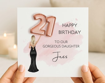 Personalised 21st Birthday Card to Daughter | Girls Twenty First Keepsake Card/Gift | Granddaughter/Niece/Cousin/Sister/Friend/Family