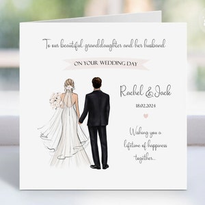Personalised Granddaughter & Husband Wedding Day Card | Congratulations Keepsake | Mr and Mrs Just Married Card