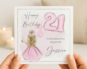 Personalised 21st Birthday Card to Daughter | Girls Twenty First Keepsake Card/Gift | Granddaughter/Niece/Cousin/Sister/Friend/Family