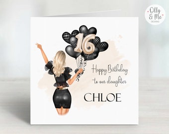 Personalised 16th Birthday Card to Daughter | Girls Sixteenth Keepsake Card/Gift | Granddaughter/Niece/Cousin/Sister/Friend/Family