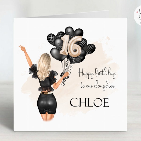 Personalised 16th Birthday Card to Daughter | Girls Sixteenth Keepsake Card/Gift | Granddaughter/Niece/Cousin/Sister/Friend/Family