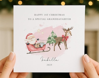 Personalised Baby 1st Christmas Card | Daughter/Granddaughter/Goddaughter/Niece | Baby Girl Special First Xmas Keepsake Card/Gift