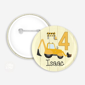 Personalised Birthday Badge | Digger Badge | ANY Name/Age | Party Badge for Girl/Boy | 3rd 4th 5th 6th 7th 8th 9th 10th Birthday Keepsake