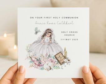 Personalised First Holy Communion Card | 1st Holy Communion Keepsake Card for Girl | Daughter Granddaughter Niece Goddaughter