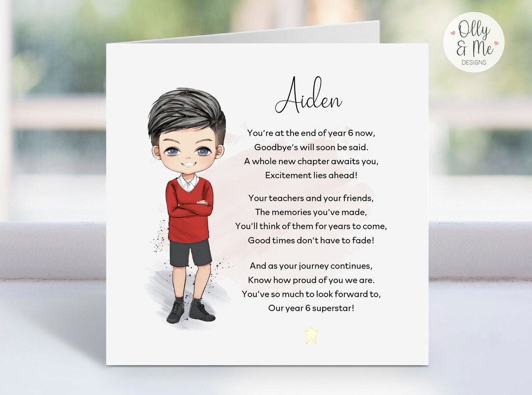 Personalised Year 6 Leavers Card | Last Day of School | End of Primary ...