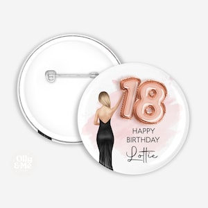 Personalised 18th Birthday Badge | Girls Eighteenth Keepsake Gift | Daughter/Granddaughter/Niece/Cousin/Sister/Friend/Family