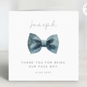 Personalised Thank You for Being our Page Boy Card | Page Boy Keepsake Card/Gift | Wedding Thank You Card