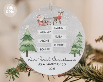 Personalised First Christmas as Family of Six Bauble/Tree Decoration | Xmas Ornament/Keepsake | Son/Daughter/Friend Gift