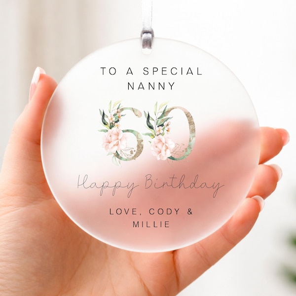 Personalised Nanny/Grandma/Nanna/Gran Birthday Plaque/Sign ANY AGE | 50th 60th 70th Grandparent Gift/Keepsake/Present | Floral