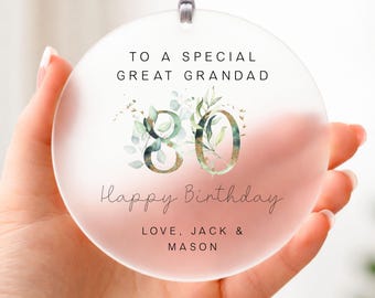 Personalised Great Grandad/Grandpa Birthday Plaque/Sign ANY AGE | 70th 80th 90th Grandparent Gift/Keepsake/Present | Hanging Ornament