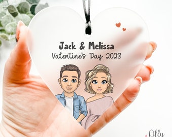 Personalised Valentine's Day Plaque/Sign | Husband/Boyfriend/Wife/Girlfriend/Partner Keepsake | Couple Gift | CHOOSE HAIR & EYE Colour