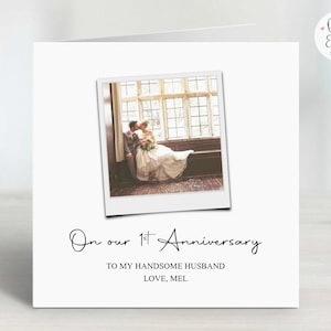 Tarjeta de primer aniversario personalizada / para esposa / esposo / hija / hijo / tarjeta de foto de recuerdo de pareja / 1er juntos / estilo de foto Polaroid