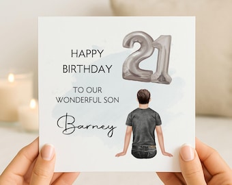 Personalised 21st Birthday Card to Son | Boy's Twenty-first Keepsake Card/Gift | Grandson/Nephew/Cousin/Brother/Friend/Family/Boyfriend