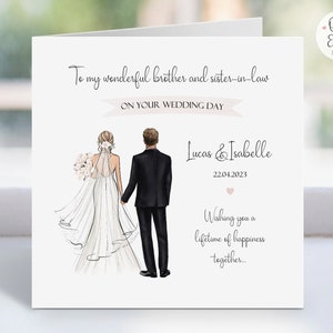 Personalised Brother & Sister-in-Law Wedding Day Card | Congratulations Keepsake | Mr and Mrs Just Married Card