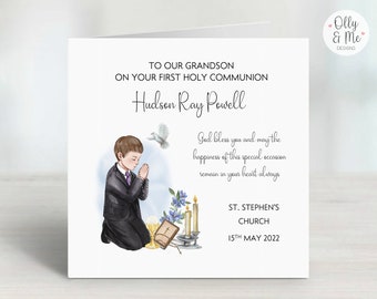 Personalised First Holy Communion Card | 1st Holy Communion Keepsake Card/Gift for Boy | Son/Grandson/Nephew/Godson