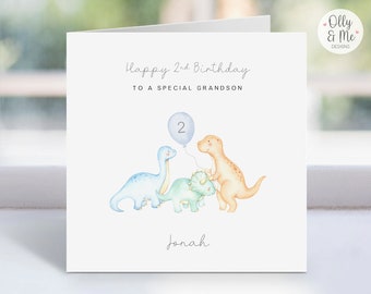 Personalised Dinosaur Birthday Card | Son/Grandson/Nephew/Godson/Boy Girl Keepsake | ANY Name/Age | Dino/T-Rex/Jurassic Party