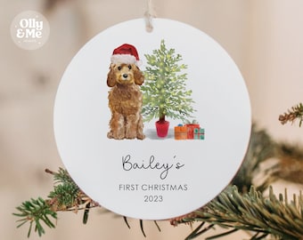 Personalised Dog’s First Christmas Bauble Gift | Puppy 1st Xmas Tree Decoration Ornament | Keepsake Present | Cockapoo plus other breeds!
